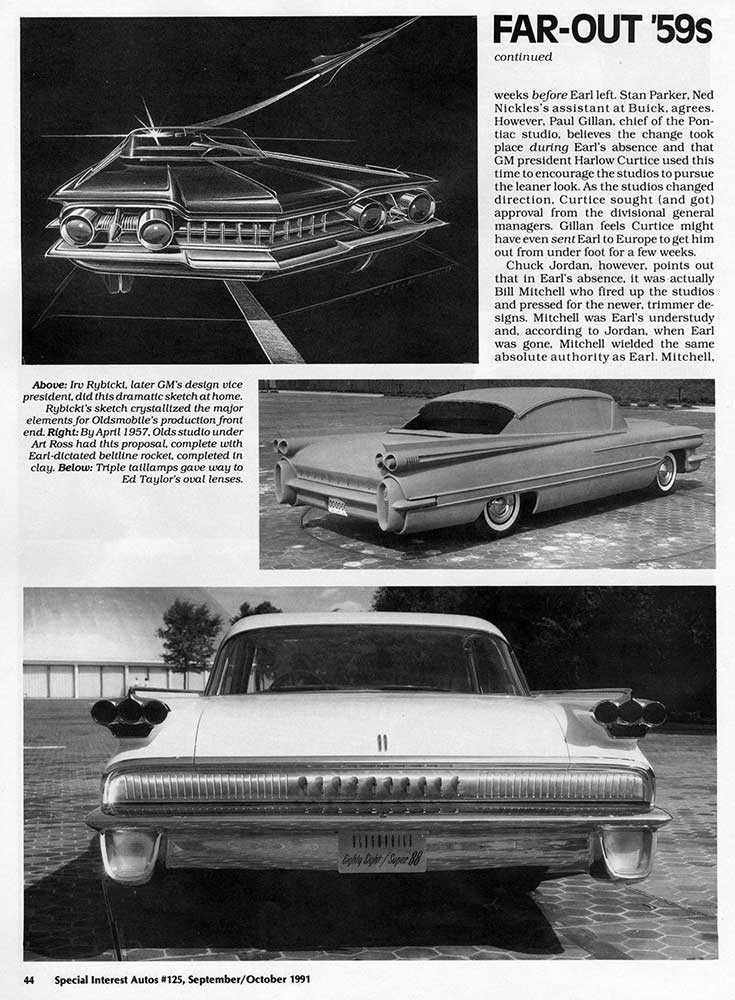 An article featuring the design of the 1959 Oldsmobile Special Interest Autos magazine 2