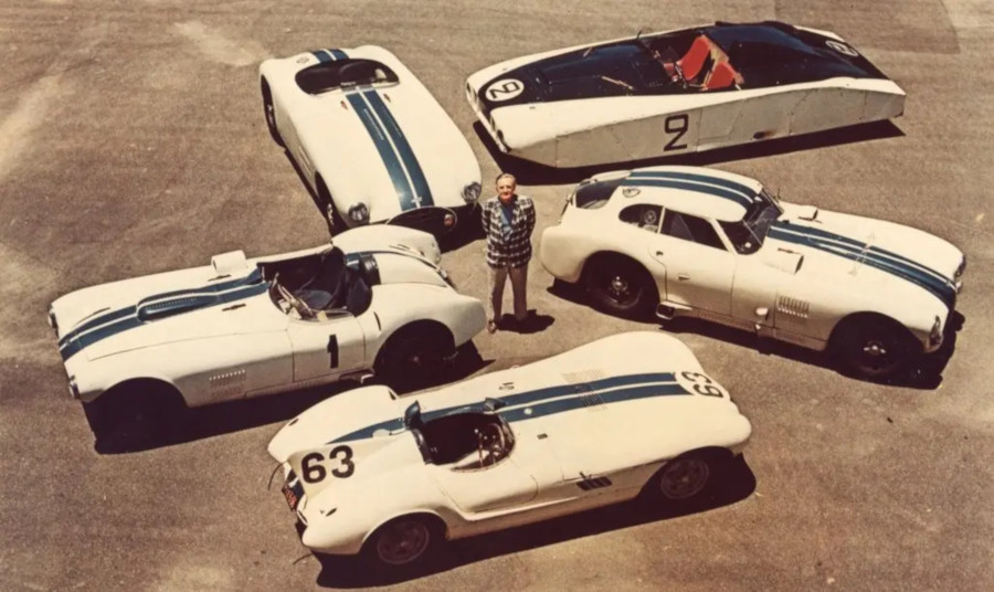 Cunningham standing amidst four sports cars Briggs Cunningham Collection RESIZED 2