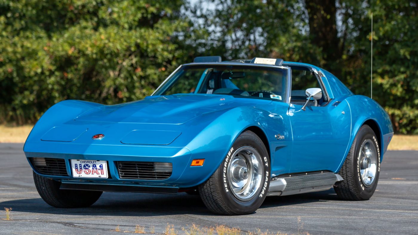 blue usa corvette car