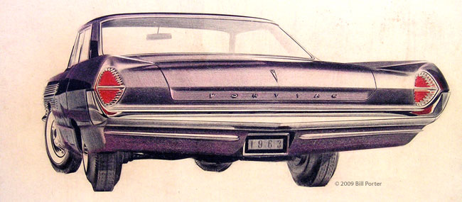 Pontiac Bonneville rear design sketch 1963 courtesy of Bill Porter 1