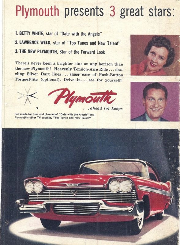 1958 Plymouth advertising with Betty White and Lawrence Welk Chrysler Archives 8