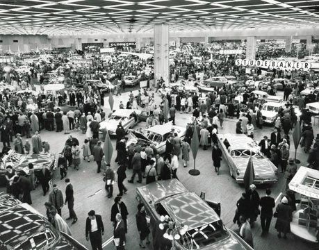 Crowd inside the 1960 Detroit Auto Show 2