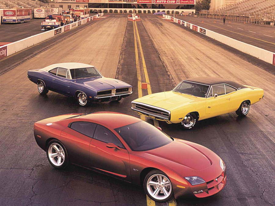 1999 Dodge Charger RT Concept with earlier Dofge models Stellantis North American Archives RESIZED 3