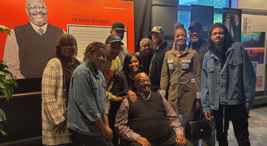 Robert Tate (seated) pictured with his family members at the opening event