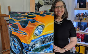 Shan Fannin with a 1956 Chevrolet painting 1