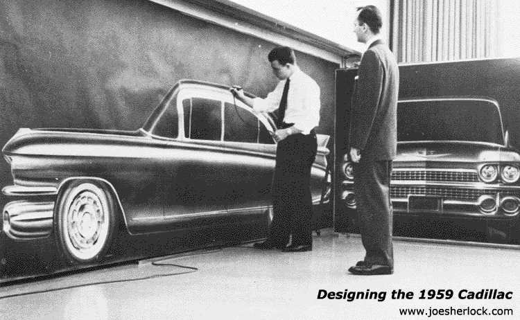 Dave Holls and Chuck Jordan in the studio designing the 1959 Cadillac General Motors 2