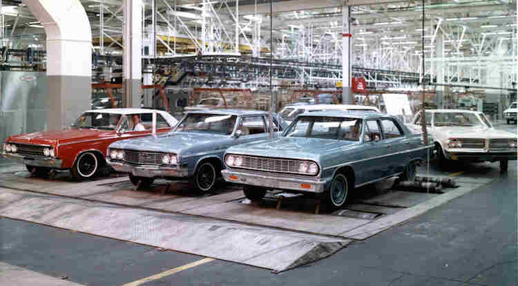 1964 Chevelle with other models being tested in Fremont GM Media Archives