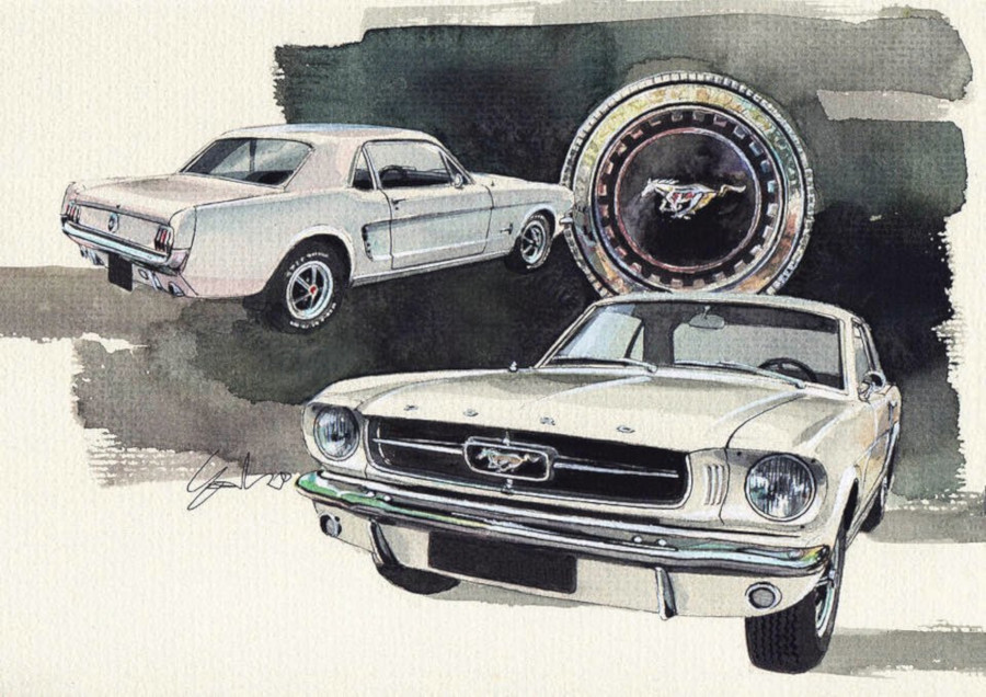 1964 Ford Mustang illustration by Yoshiharu Miyakawa RESIZED 3
