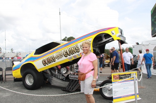 Nellie Goins in 2015 with the restored Mustang NHRA 5