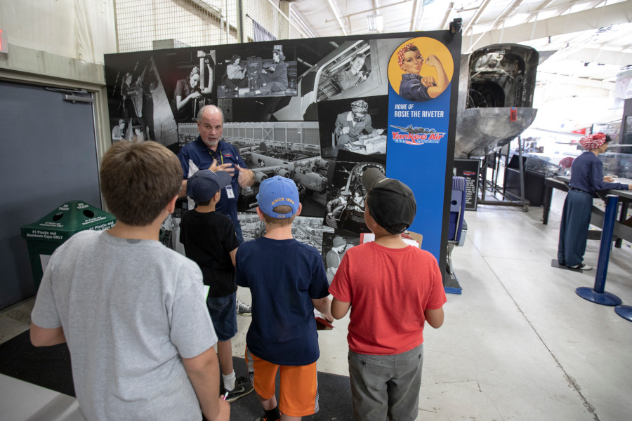 Campers learn about Rosie the Riveter Ann Arbor Hands On Museum 6