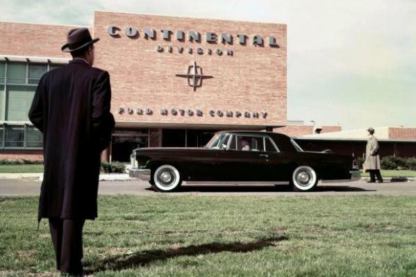 1956 Continental parked in front of the Continental division building Ford Motor Company Archives 3