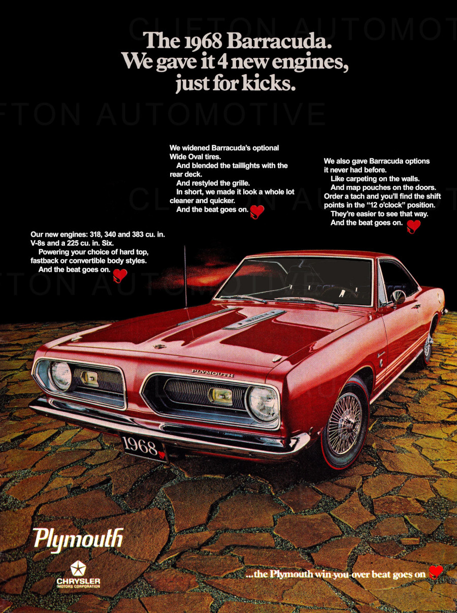 1968 Plymouth Barracuda ad Chrysler Archives RESIZED 4