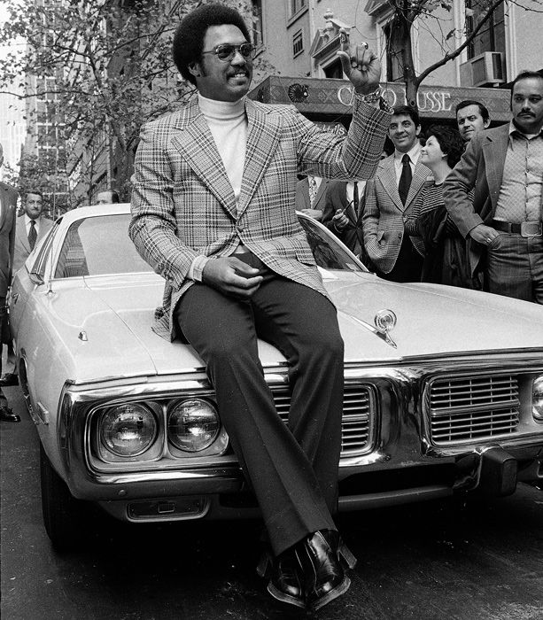 Reggie Jackson with a 1970s Dodge Charger