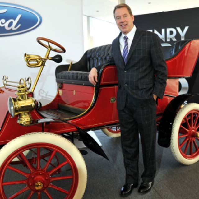 Bill Ford Jr with an early Ford model Ford Media Center 3