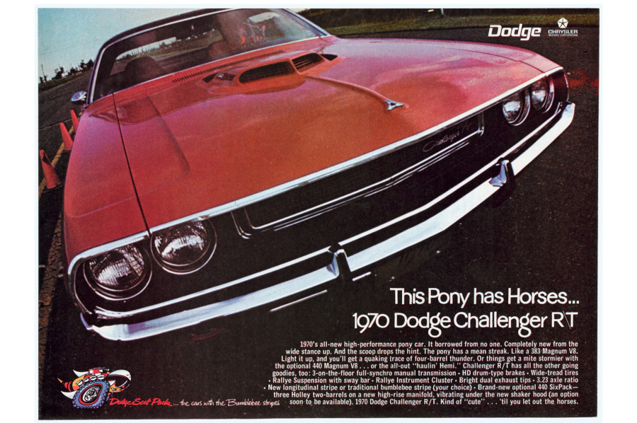 Ad featuring the front end of the 1970 Dodge Challenger Chrysler Archives RESIZED 1