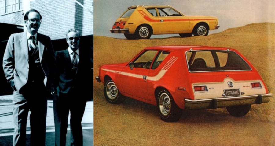Bob Nixon and Richard Teague with the 1974 Gremlin models Chrysler Archives RESIZED 6