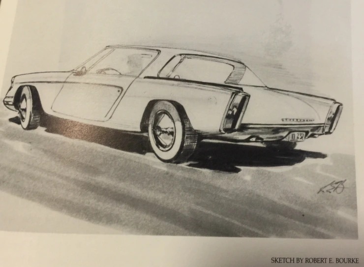 1953 Studebaker pencil sketch by Robert Bourke Studebaker National Museum Archives 6