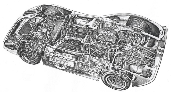 A skeleton diagram of the J 6 Chassis winner of the 1967 Le Mans 24 hour race Ferens Collection 5