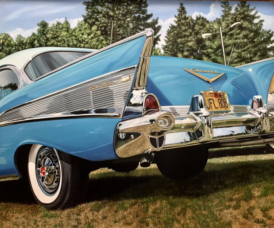 Rear end of 1957 Chevrolet illustration by Cheryl Kelley 3