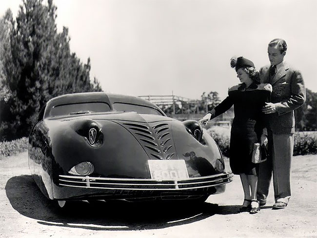 Paulette Goddard and Douglas Fairbanks Jr. with a Phantom Corsair on the set of Young In Heart National Automobile Museum 4