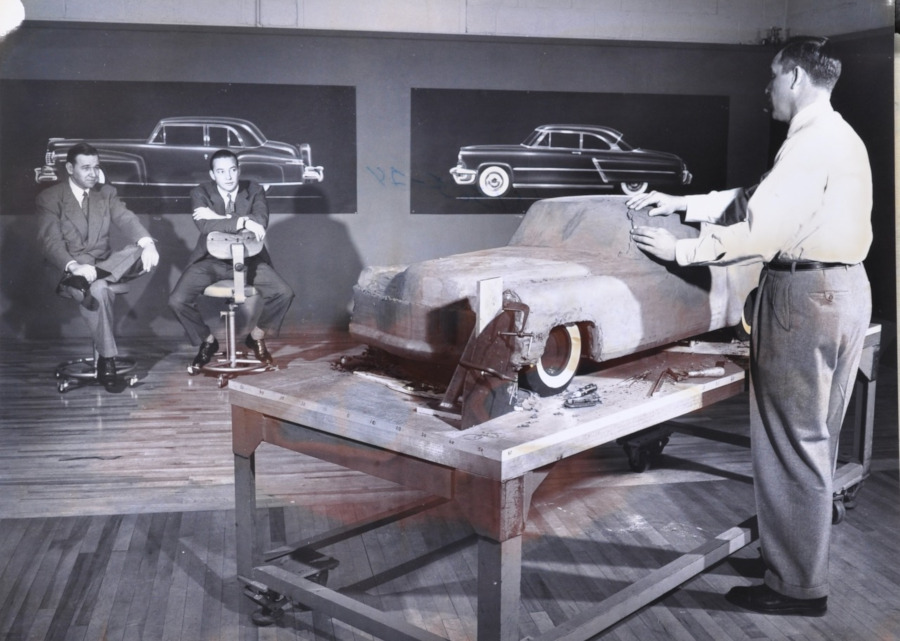 Ford Design Studio developing the 1956 Mark II with William Clay Ford RESIZED 4