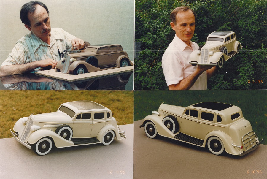 Konopka with model of a 1935 Buick Konopka Collection
