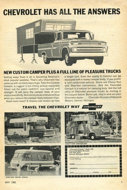 1960s Chevrolet Camper advertising order form GM Media Archives 1