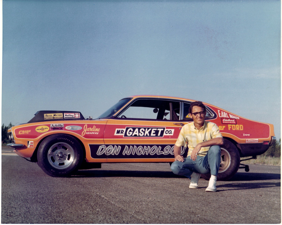 Nicholson in front of front of his Ford Maverick Don Nicholson Collection RESIZED 6