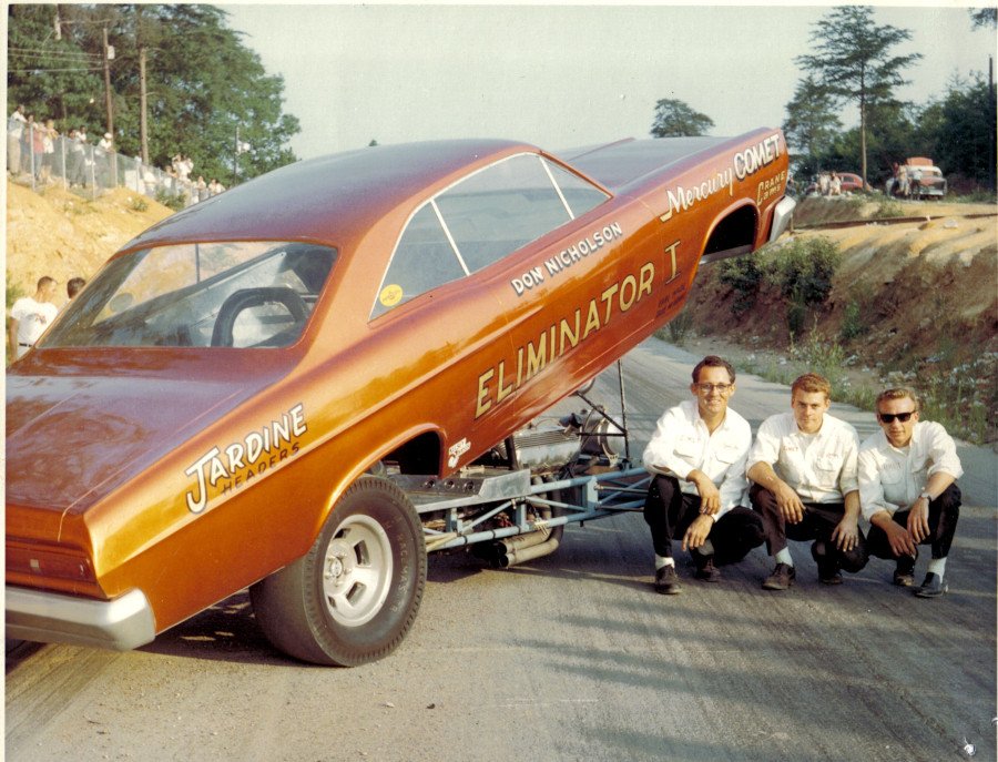 Nicholson seated with two others with the Mercury Comet Eliminator Don Nicholson Collection RESIZED 7