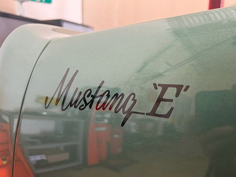 Close up of the Mustang Model E decal 5