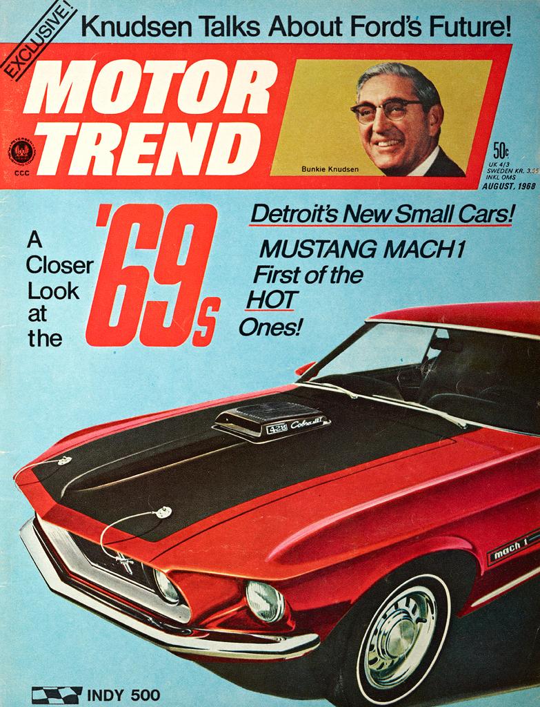 Motor Trend August 1968 with 1969 Mustang on cover 6