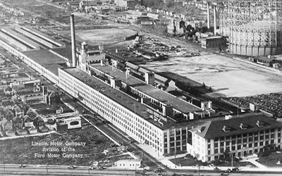 In 1917, Henry Leland established the Lincoln Motor Company to build Liberty engines for fighter planes using Ford Motor Company-supplied cylinders. Leland immediately purchased this a small factory on Detroit&#039;s west side. However, he quickly realized the facilities were not sufficient, so he purchased a 50-acre plot of land at Warren and Livernois. The company immediately broke ground for a factory complex of over 600,000 square feet.  In 1922, Henry Ford purchased the company for $8,000,000, turning the Lincoln into Ford Motor Company&#039;s luxury brand. Ford immediately began refurbishing the plant layout and manufacturing. Ford also added onto the size of the complex, hiring architect Albert Kahn to design some of the many buildings along Livernois, adding over 300,000 square feet to the plant. The Lincoln Zephyr and Continental were made in the factory until 1952, when production facilities were moved to Wixom, MI.