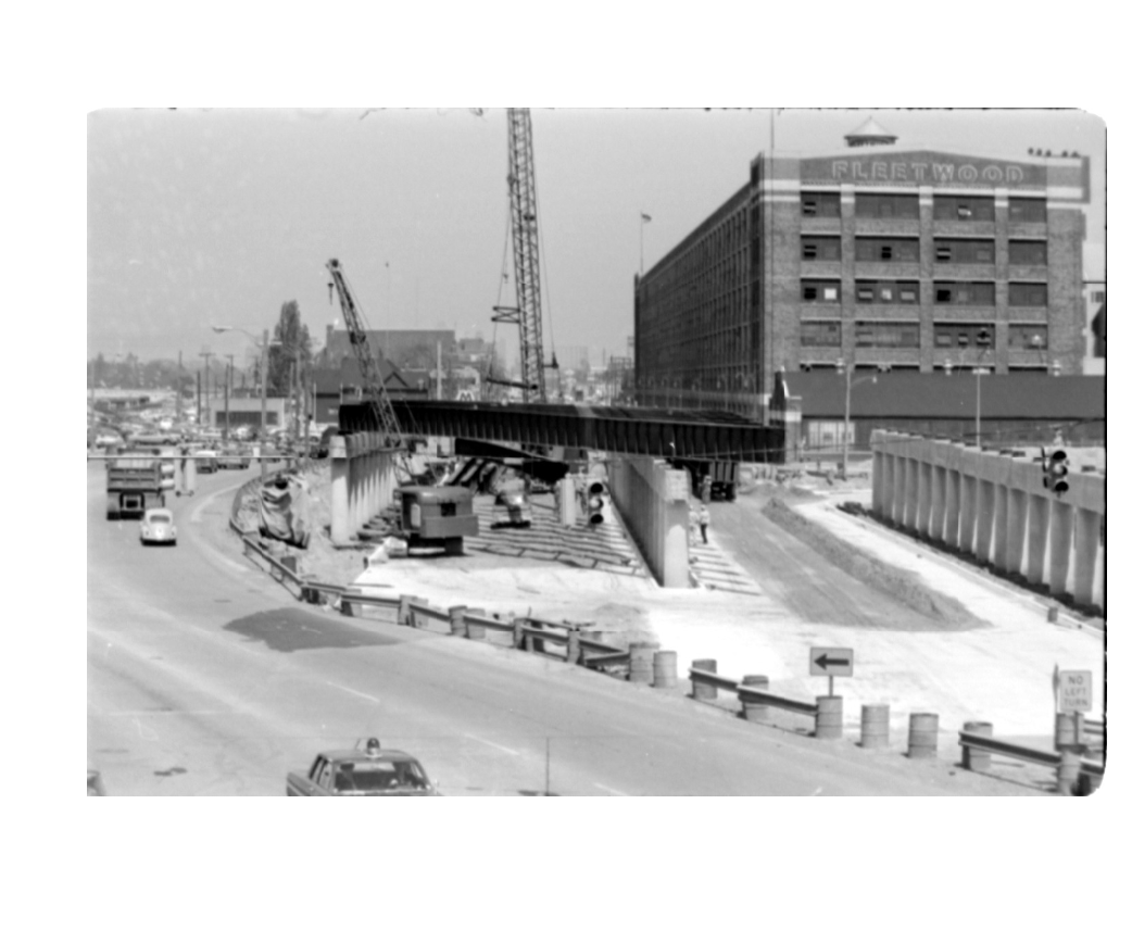 Fisher Freeway construction courtesy of WSU collections