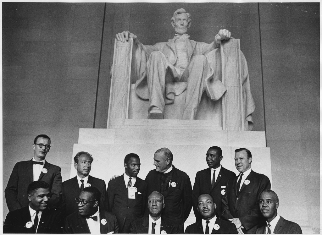 lossy page1 1024px Civil Rights March on Washington D.C. Leaders of the march posing in front of the sta